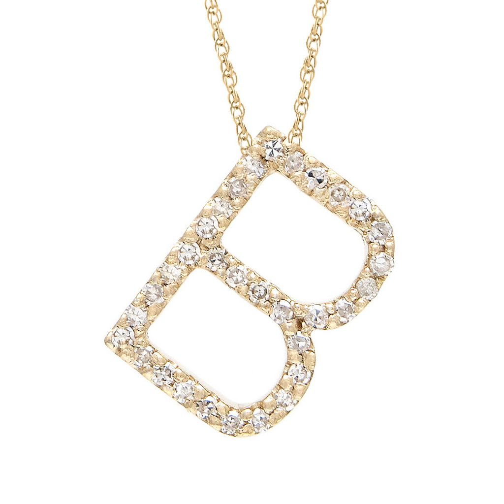 14K Gold Initial "B" Necklace With Diamonds (Big) Birmingham Jewelry Necklace Birmingham Jewelry