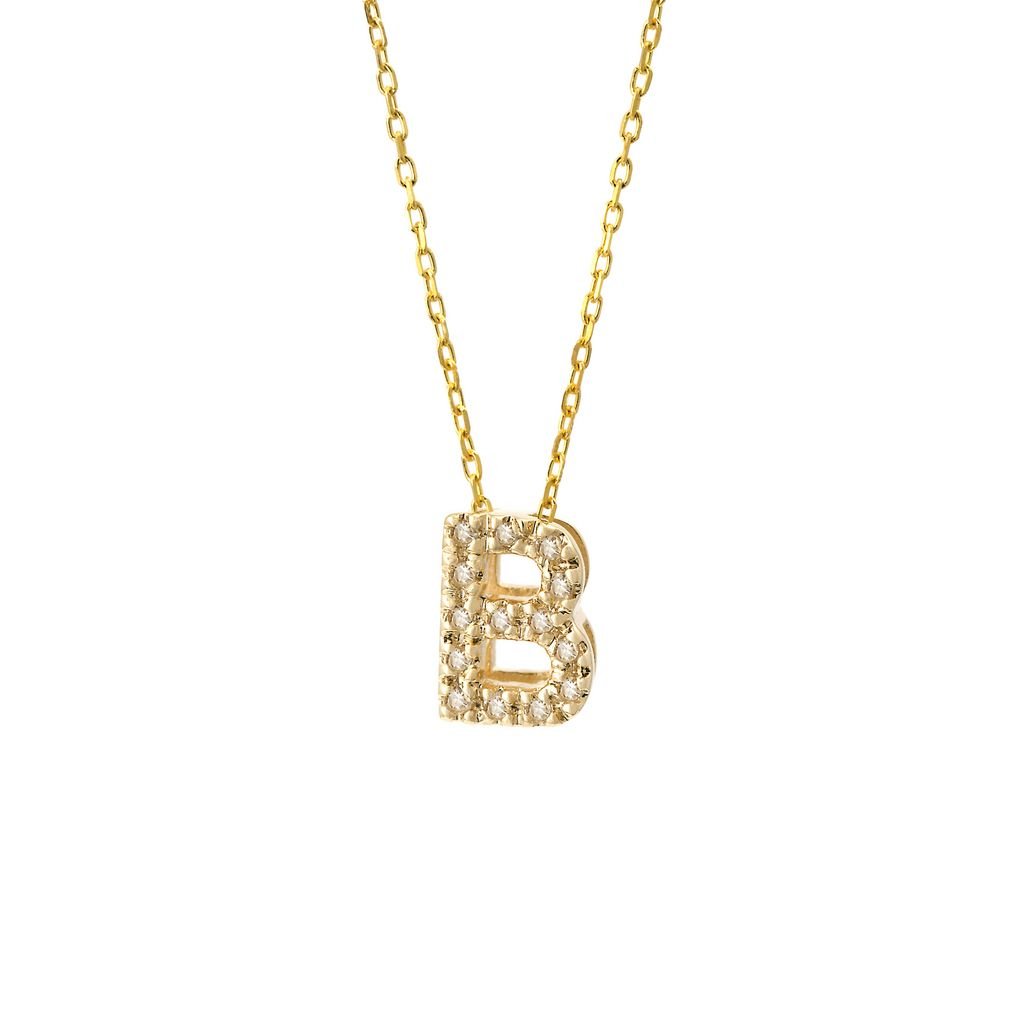 14K Gold Initial "B" Necklace With Diamonds Birmingham Jewelry Necklace Birmingham Jewelry