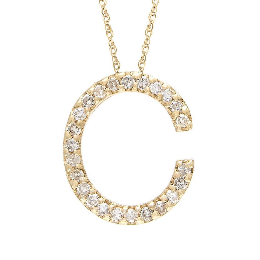 14K Gold Initial "C" Necklace With Diamonds (Big) Birmingham Jewelry Necklace Birmingham Jewelry