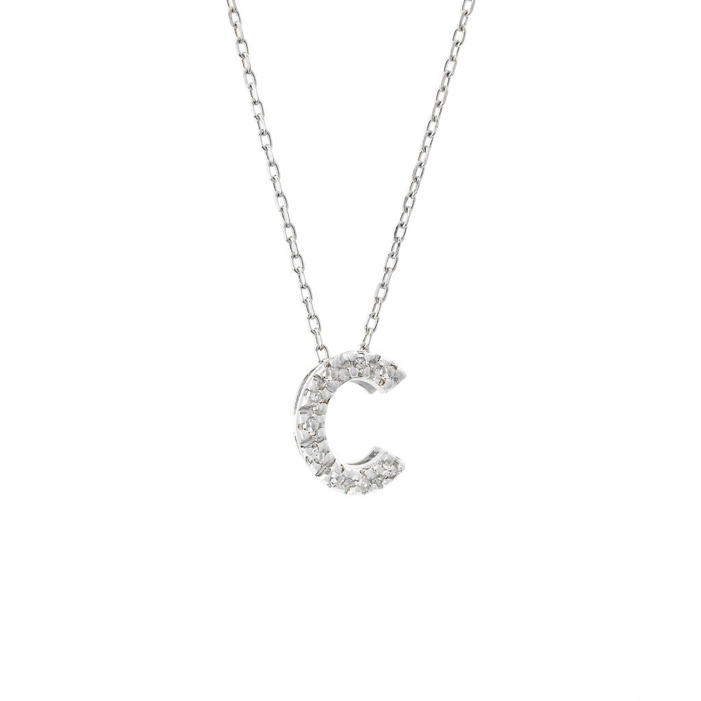 14K Gold Initial "C" Necklace With Diamonds Birmingham Jewelry Necklace Birmingham Jewelry
