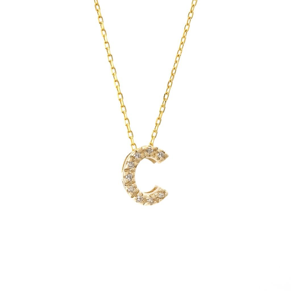 14K Gold Initial "C" Necklace With Diamonds Birmingham Jewelry Necklace Birmingham Jewelry