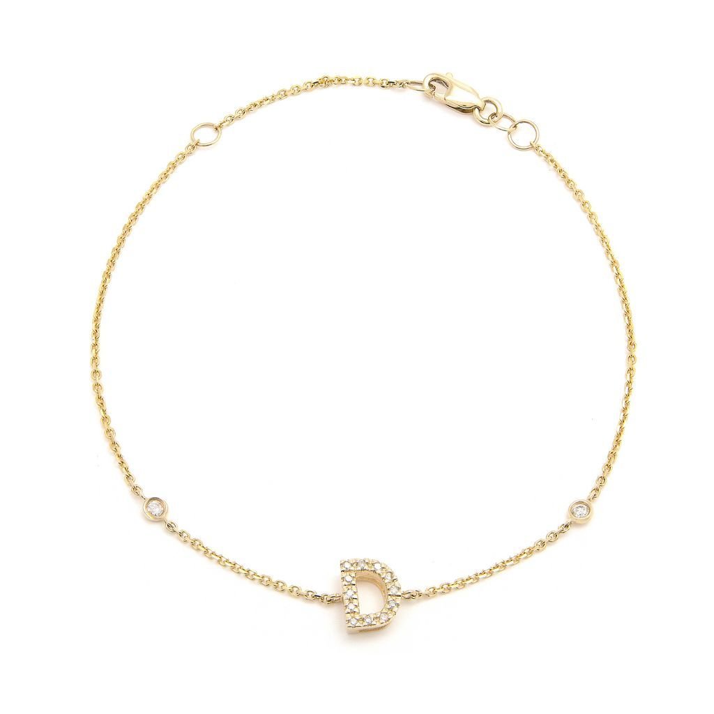 14K Gold Initial "D" Bracelet With Diamonds Birmingham Jewelry Bracelet Birmingham Jewelry