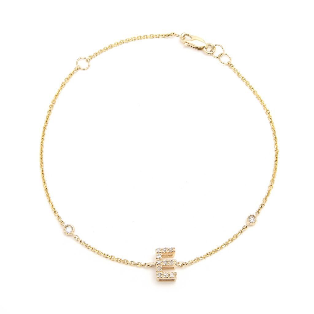 14K Gold Initial "E" Bracelet With Diamonds Birmingham Jewelry Bracelet Birmingham Jewelry