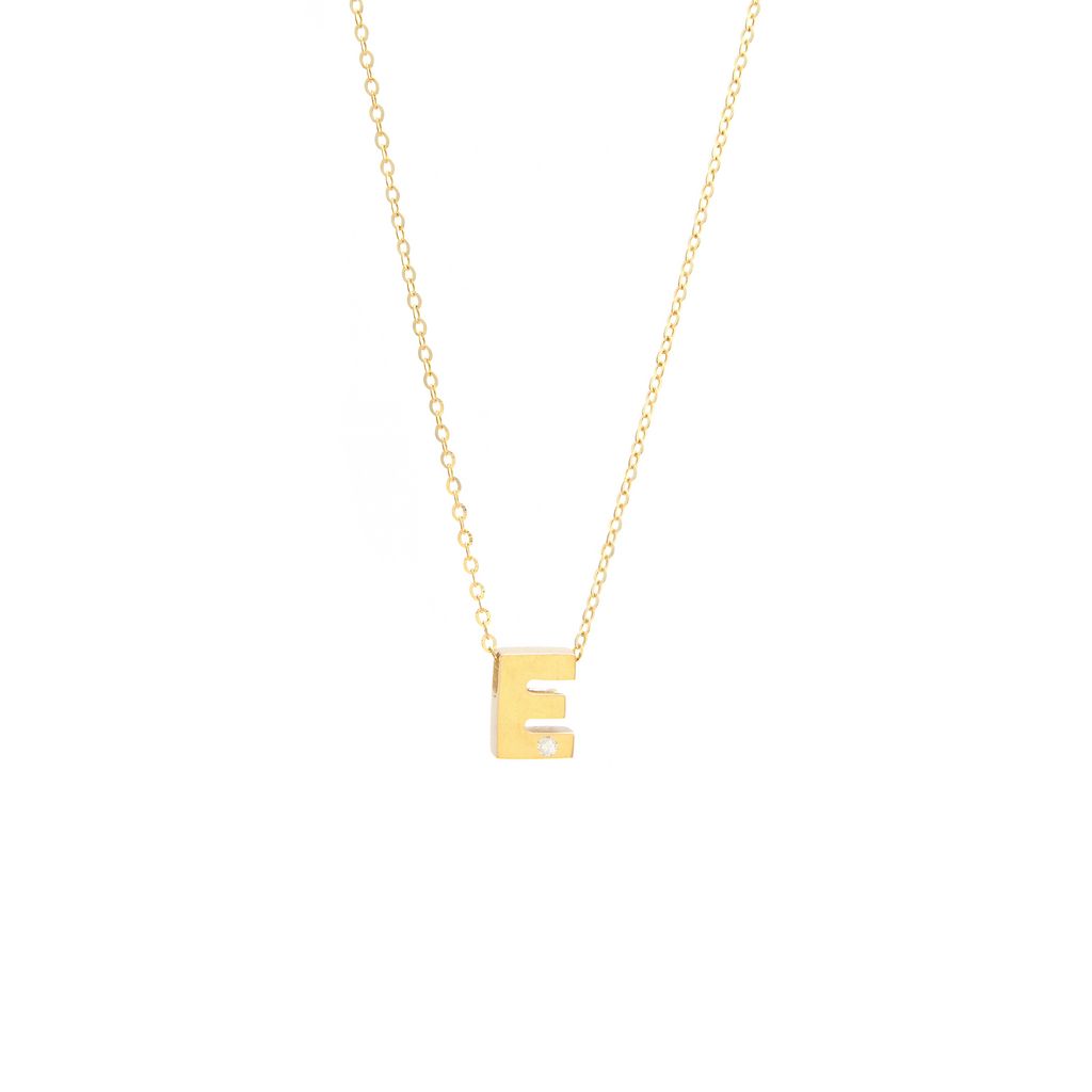 14K Gold Initial "E" Necklace (Diamond) Birmingham Jewelry Necklace Birmingham Jewelry
