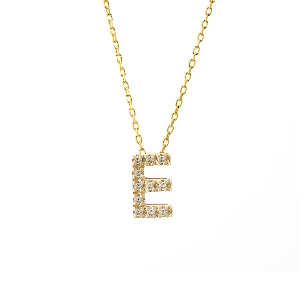 14K Gold Initial "E" Necklace With Diamonds Birmingham Jewelry Necklace Birmingham Jewelry