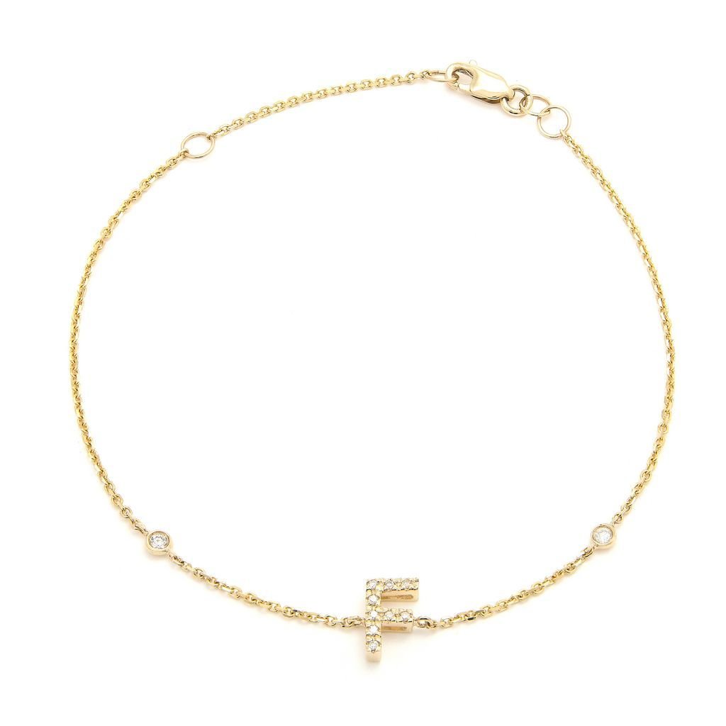 14K Gold Initial "F" Bracelet With Diamonds Birmingham Jewelry Bracelet Birmingham Jewelry