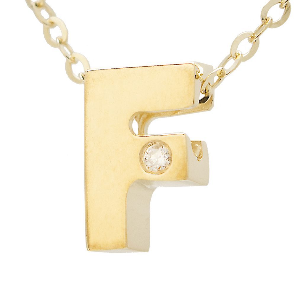 14K Gold Initial "F" Necklace (Diamond) Birmingham Jewelry Necklace Birmingham Jewelry