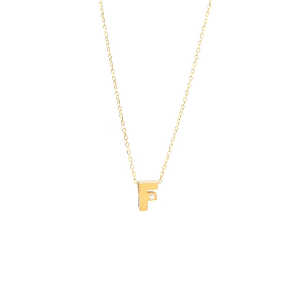 14K Gold Initial "F" Necklace (Diamond) Birmingham Jewelry Necklace Birmingham Jewelry