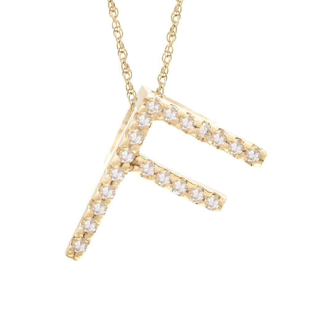 14K Gold Initial "F" Necklace With Diamonds (Big) Birmingham Jewelry Necklace Birmingham Jewelry