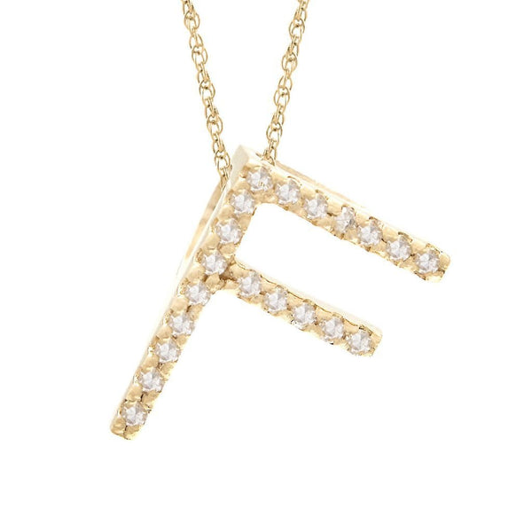 14K Gold Initial "F" Necklace With Diamonds (Big) Birmingham Jewelry Necklace Birmingham Jewelry 