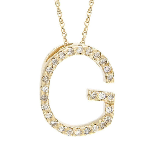 14K Gold Initial "G" Necklace With Diamonds (Big) Birmingham Jewelry Necklace Birmingham Jewelry 