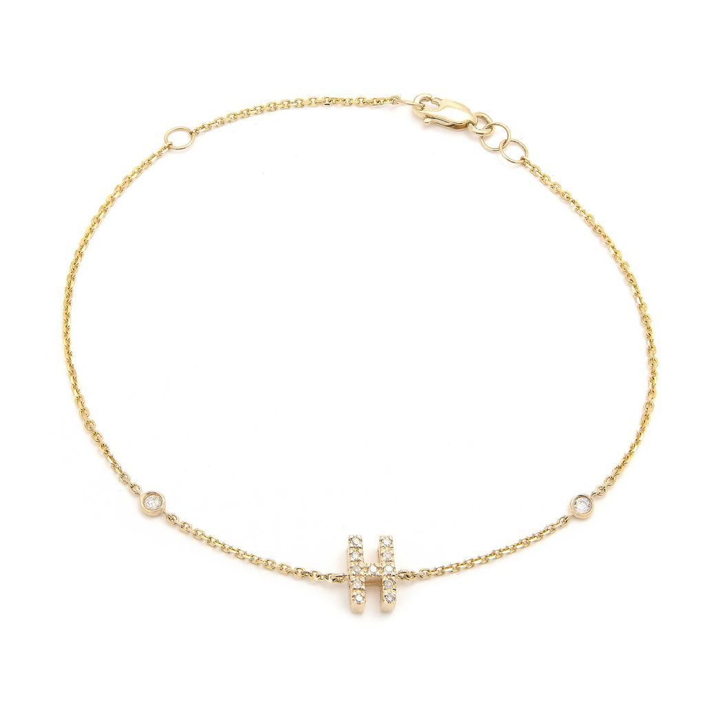 14K Gold Initial "H" Bracelet With Diamonds Birmingham Jewelry Bracelet Birmingham Jewelry