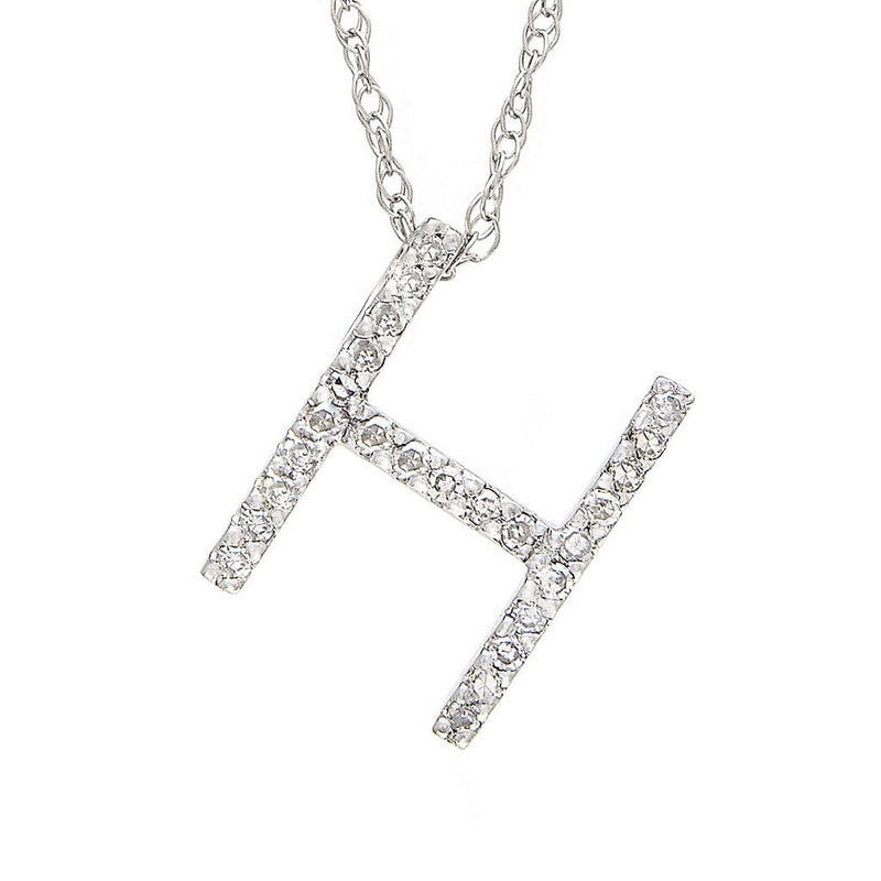14K Gold Initial "H" Necklace With Diamonds (Big) Birmingham Jewelry Necklace Birmingham Jewelry 