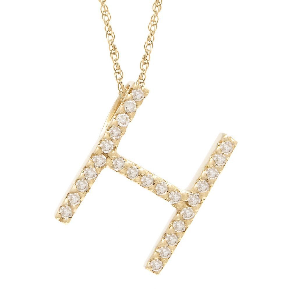 14K Gold Initial "H" Necklace With Diamonds (Big) Birmingham Jewelry Necklace Birmingham Jewelry