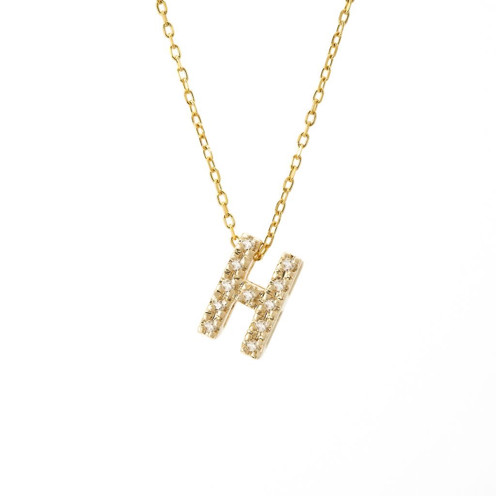 14K Gold Initial "H" Necklace With Diamonds Birmingham Jewelry Necklace Birmingham Jewelry