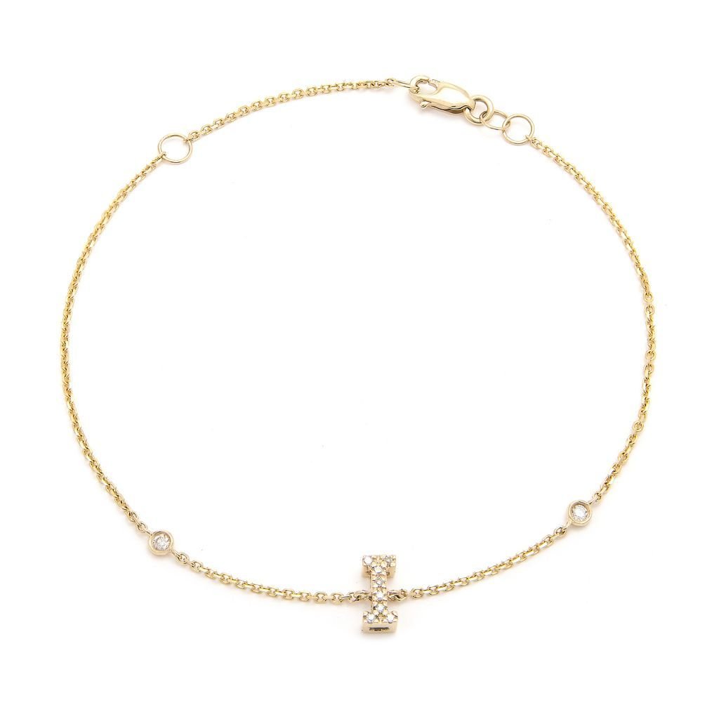 14K Gold Initial "I" Bracelet With Diamonds Birmingham Jewelry Bracelet Birmingham Jewelry