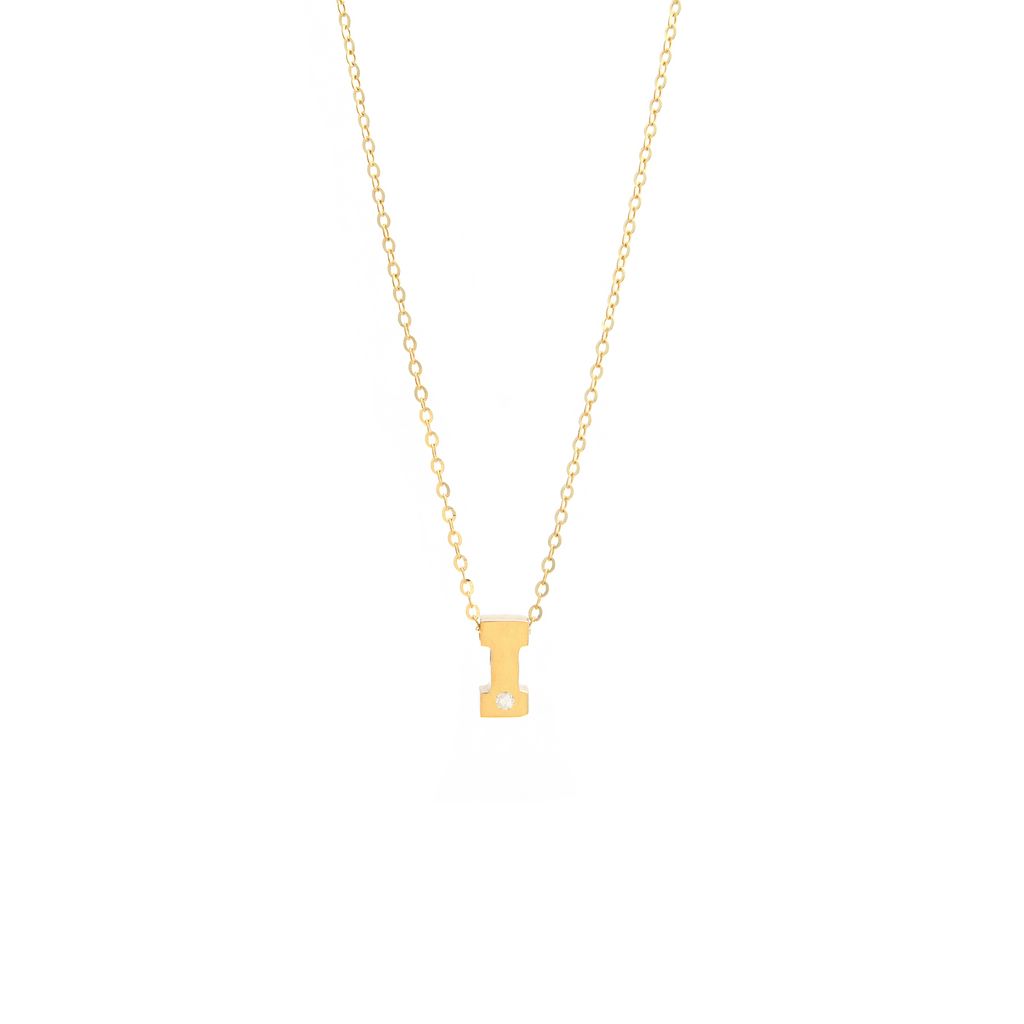 14K Gold Initial "I" Necklace (Diamond) Birmingham Jewelry Necklace Birmingham Jewelry