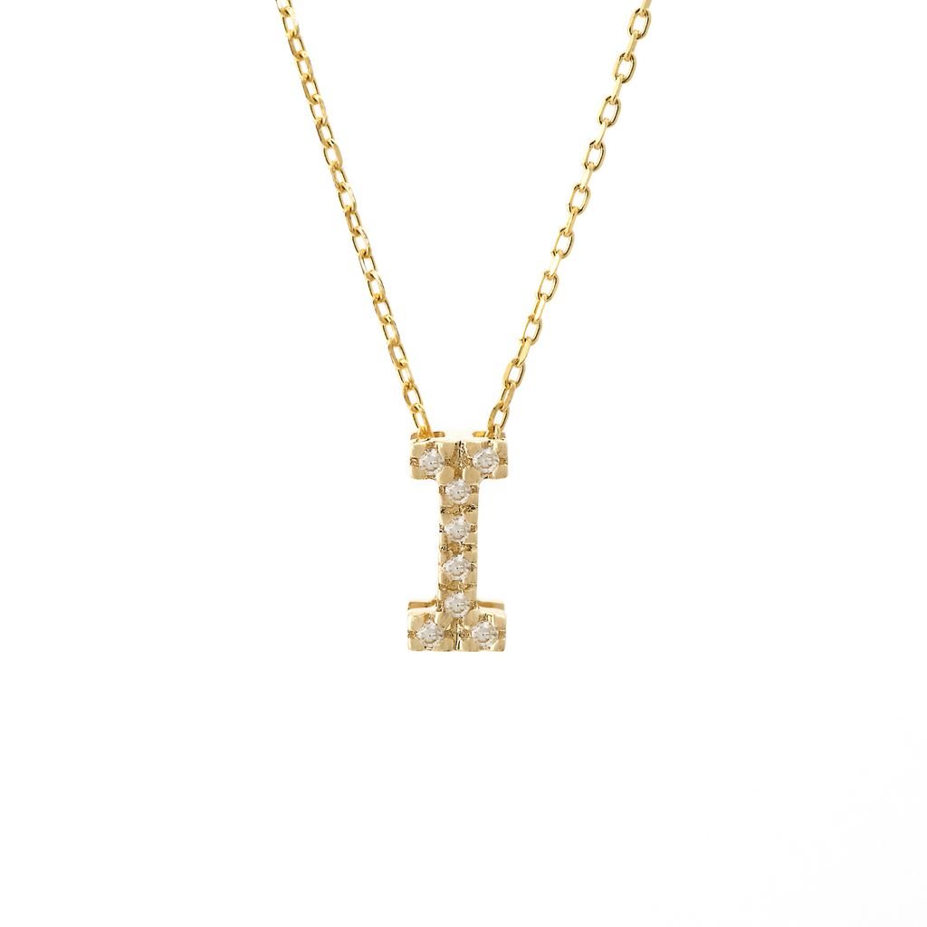 14K Gold Initial "I" Necklace With Diamonds Birmingham Jewelry Necklace Birmingham Jewelry