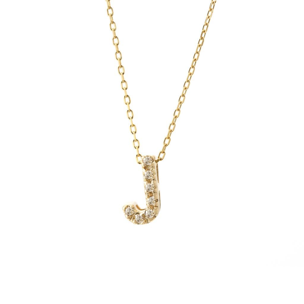 14K Gold Initial "J" Necklace With Diamonds Birmingham Jewelry Necklace Birmingham Jewelry