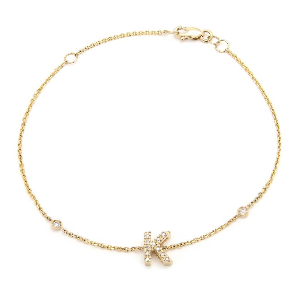 14K Gold Initial "K" Bracelet With Diamonds Birmingham Jewelry Bracelet Birmingham Jewelry