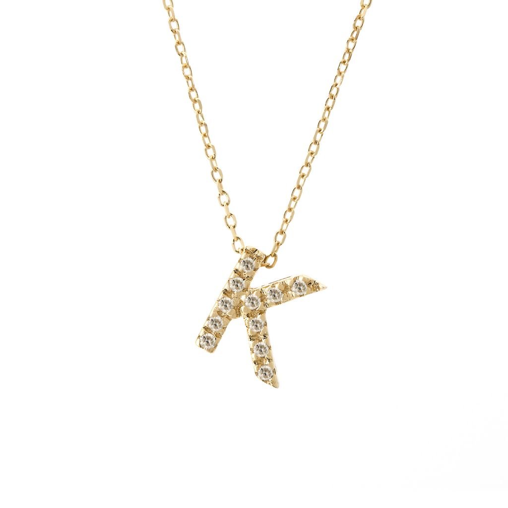 14K Gold Initial "K" Necklace With Diamonds Birmingham Jewelry Necklace Birmingham Jewelry