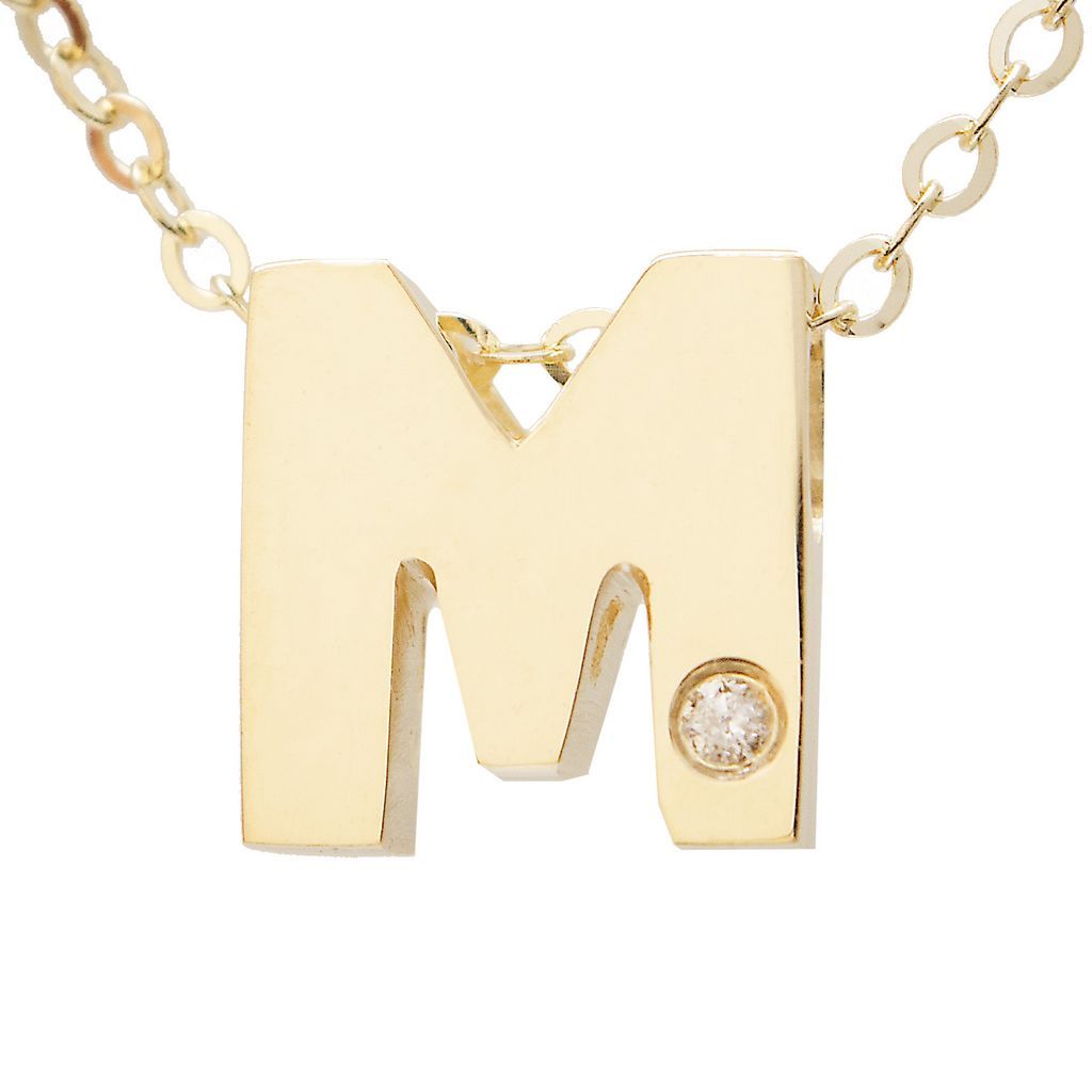 14K Gold Initial "M" Necklace (Diamond) Birmingham Jewelry Necklace Birmingham Jewelry