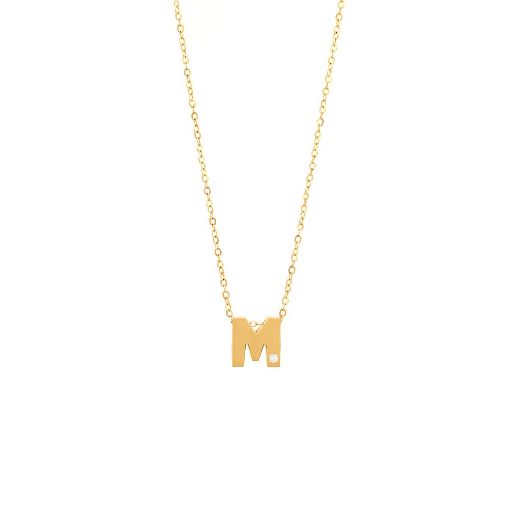 14K Gold Initial "M" Necklace (Diamond) Birmingham Jewelry Necklace Birmingham Jewelry