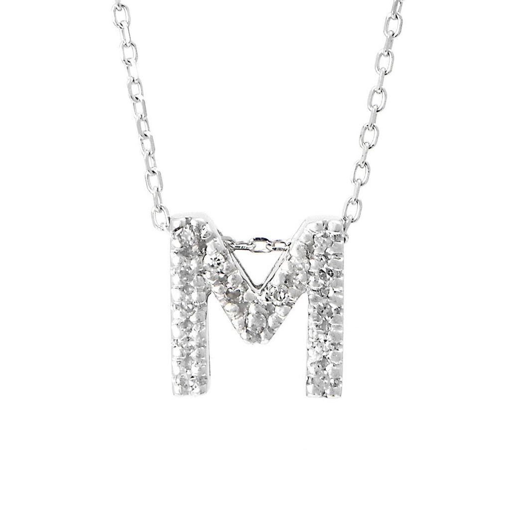 14K Gold Initial "M" Necklace With Diamonds Birmingham Jewelry Necklace Birmingham Jewelry