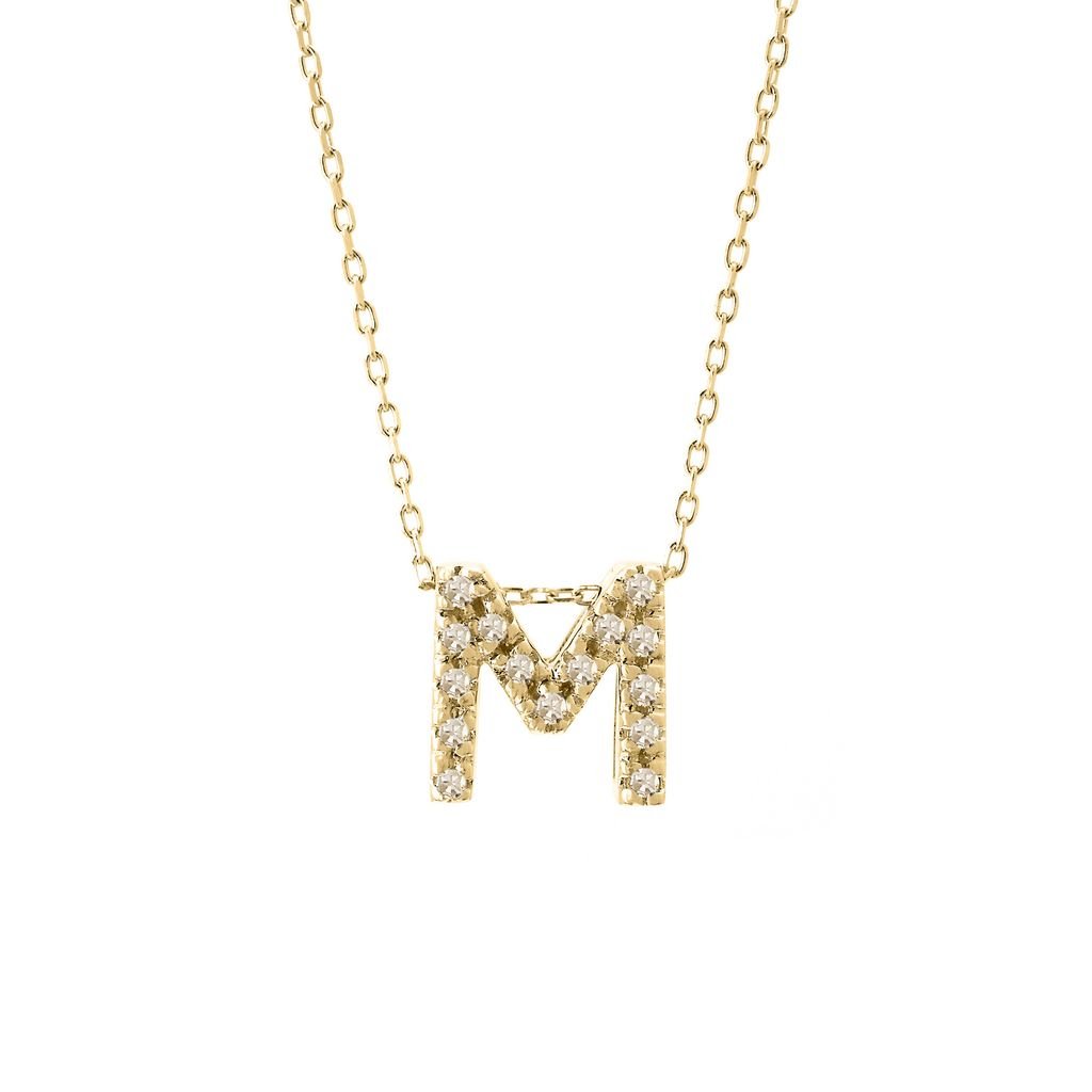 14K Gold Initial "M" Necklace With Diamonds Birmingham Jewelry Necklace Birmingham Jewelry
