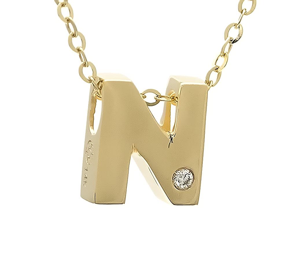 14K Gold Initial "N" Necklace (Diamond) Birmingham Jewelry Necklace Birmingham Jewelry