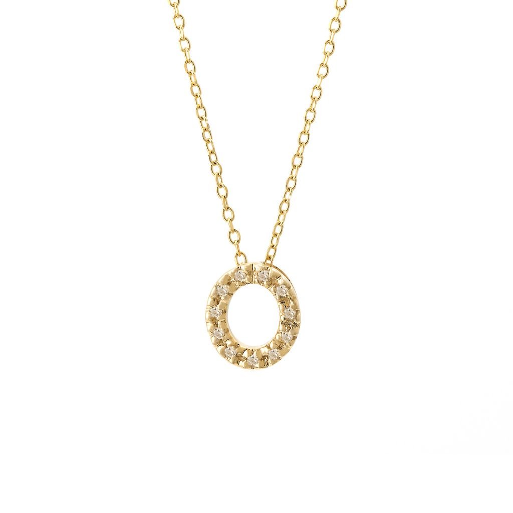 14K Gold Initial "O" Necklace With Diamonds Birmingham Jewelry Necklace Birmingham Jewelry