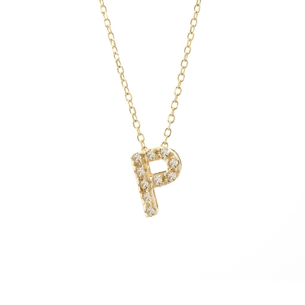 14K Gold Initial "P" Necklace With Diamonds Birmingham Jewelry Necklace Birmingham Jewelry