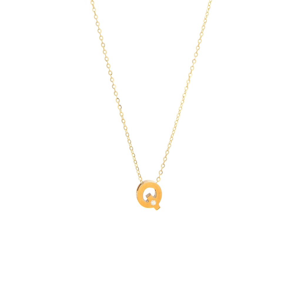 14K Gold Initial "Q" Necklace (Diamond) Birmingham Jewelry Necklace Birmingham Jewelry