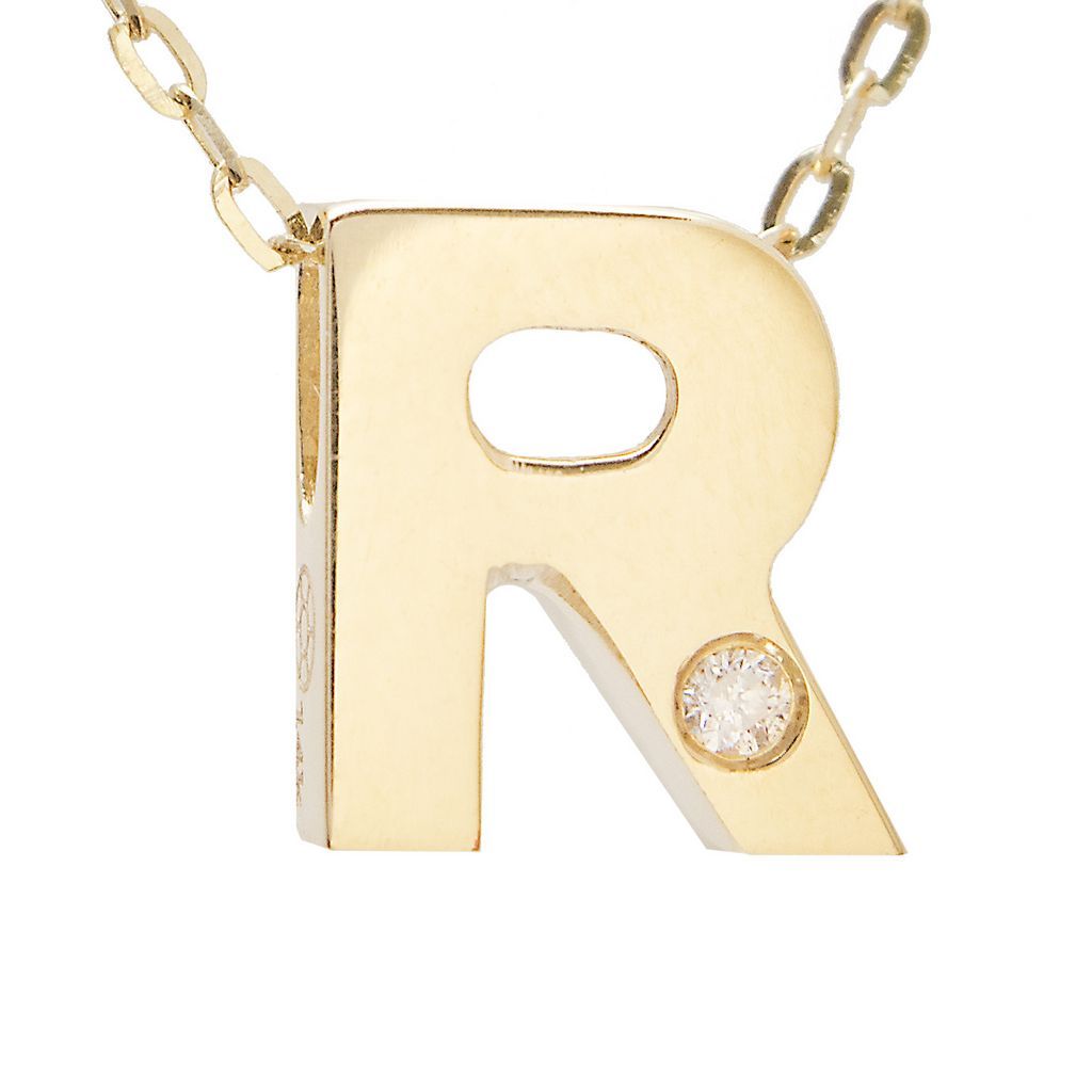 14K Gold Initial "R" Necklace (Diamond) Birmingham Jewelry Necklace Birmingham Jewelry
