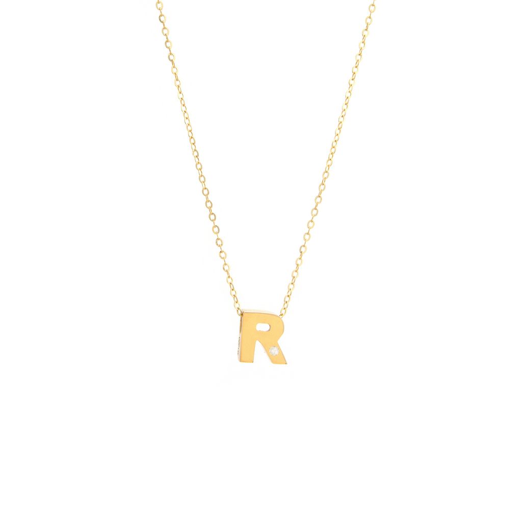14K Gold Initial "R" Necklace (Diamond) Birmingham Jewelry Necklace Birmingham Jewelry