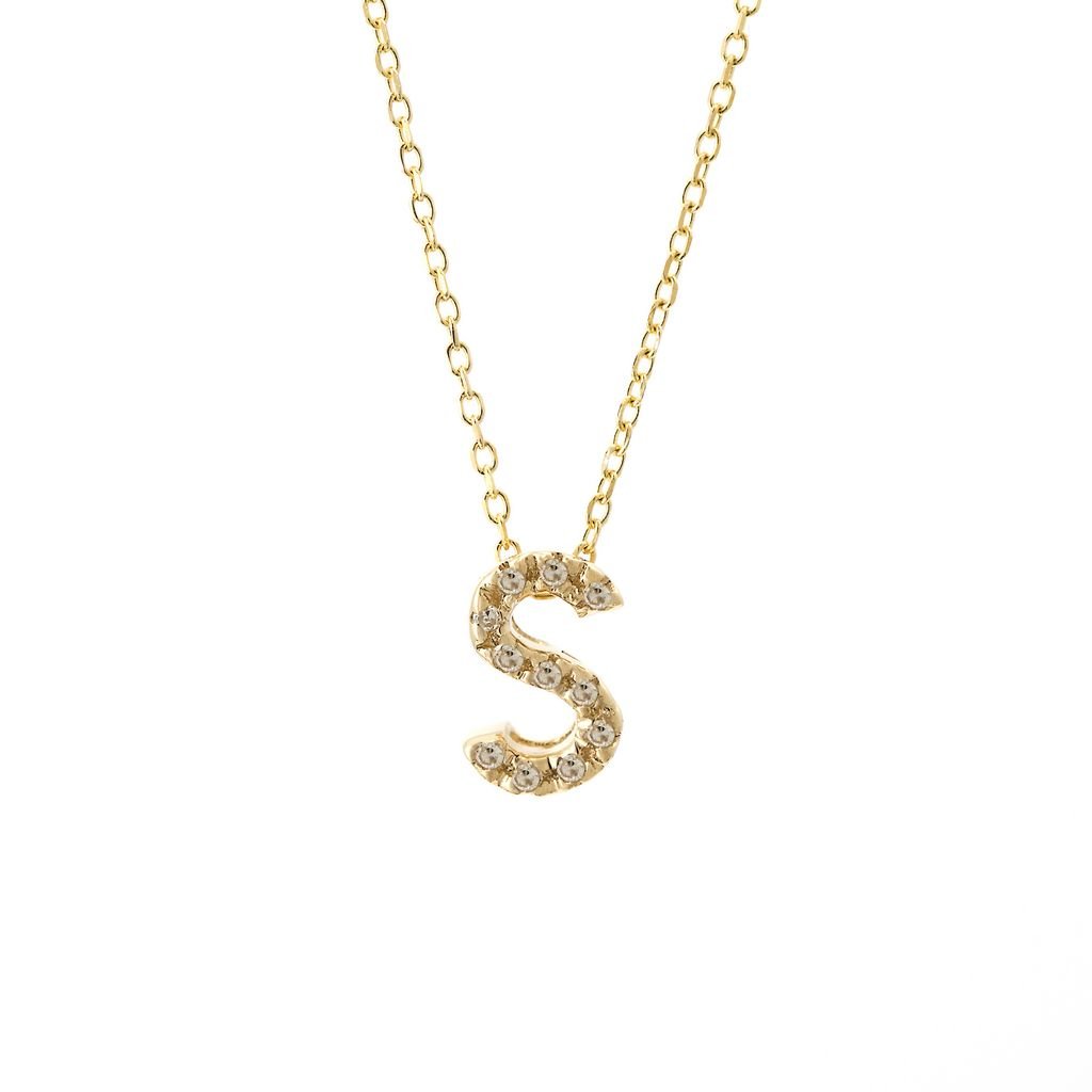 14K Gold Initial "S" Necklace With Diamonds Birmingham Jewelry Necklace Birmingham Jewelry