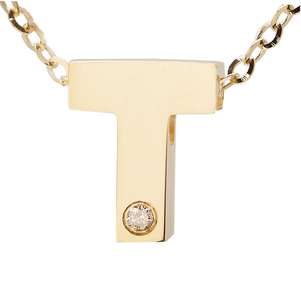 14K Gold Initial "T" Necklace (Diamond) Birmingham Jewelry Necklace Birmingham Jewelry