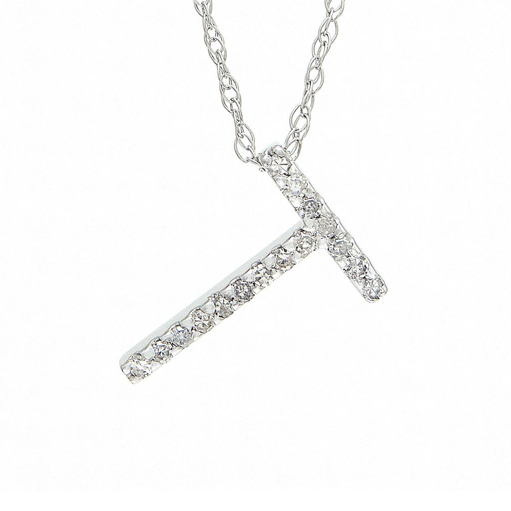14K Gold Initial "T" Necklace With Diamonds (Big) Birmingham Jewelry Necklace Birmingham Jewelry