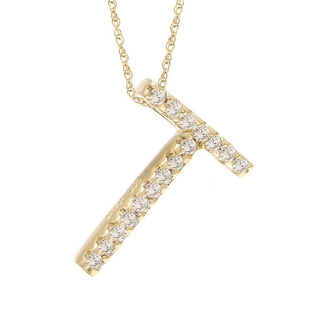 14K Gold Initial "T" Necklace With Diamonds (Big) Birmingham Jewelry Necklace Birmingham Jewelry