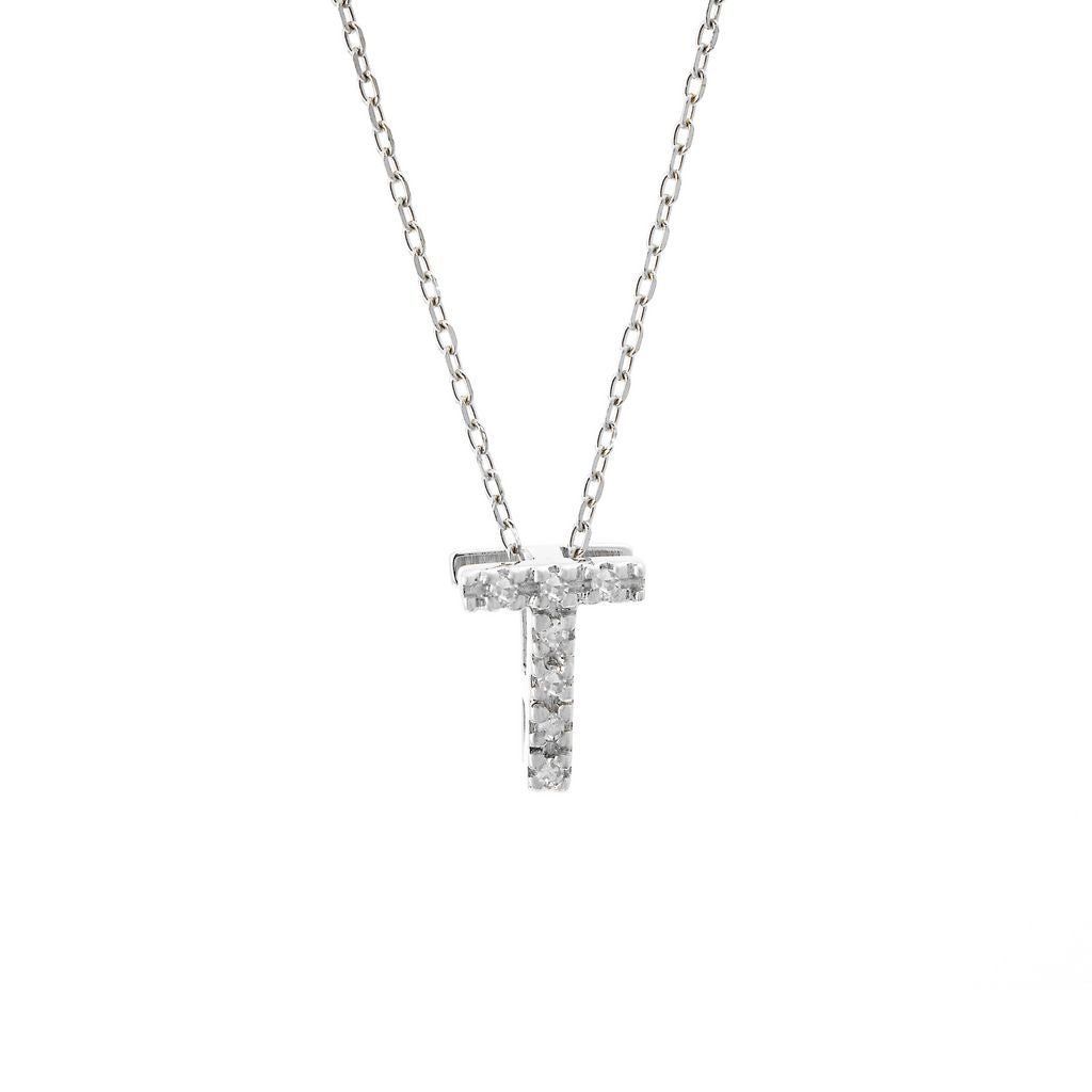 14K Gold Initial "T" Necklace With Diamonds Birmingham Jewelry Necklace Birmingham Jewelry