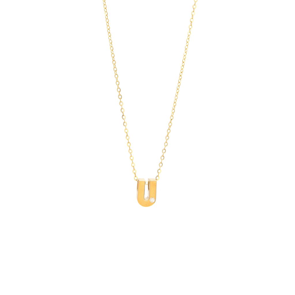 14K Gold Initial "U" Necklace (Diamond) Birmingham Jewelry Necklace Birmingham Jewelry