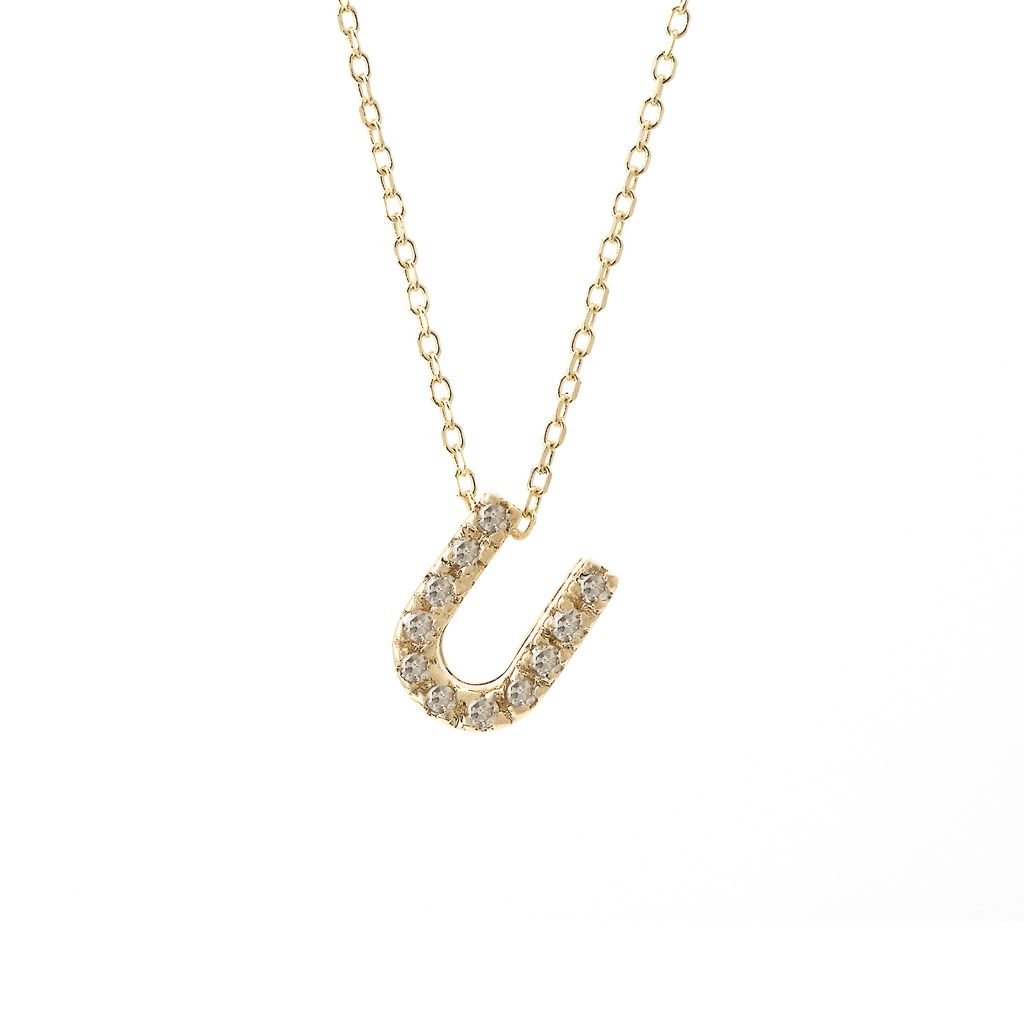 14K Gold Initial "U" Necklace With Diamonds Birmingham Jewelry Necklace Birmingham Jewelry