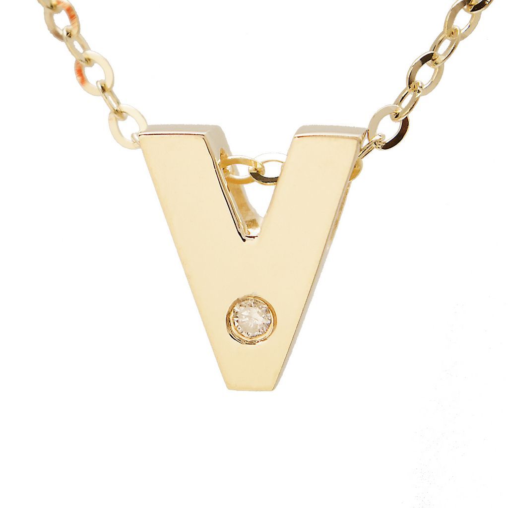 14K Gold Initial "V" Necklace (Diamond) Birmingham Jewelry Necklace Birmingham Jewelry