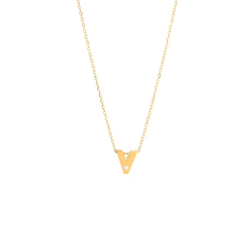 14K Gold Initial "V" Necklace (Diamond) Birmingham Jewelry Necklace Birmingham Jewelry