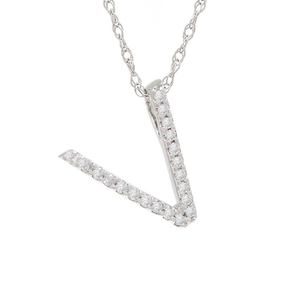14K Gold Initial "V" Necklace With Diamonds (Big) Birmingham Jewelry Necklace Birmingham Jewelry