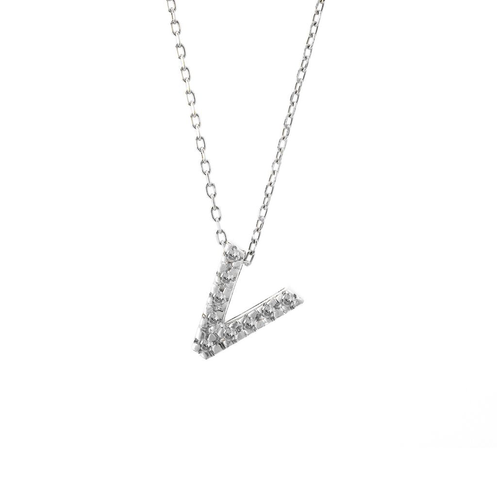 14K Gold Initial "V" Necklace With Diamonds Birmingham Jewelry Necklace Birmingham Jewelry