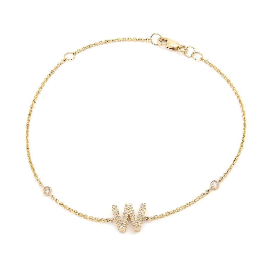 14K Gold Initial "W" Bracelet With Diamonds Birmingham Jewelry Bracelet Birmingham Jewelry