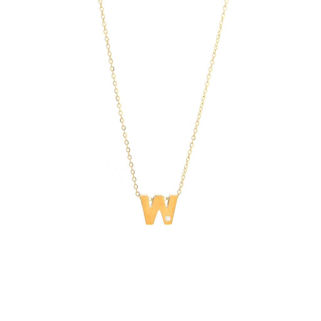 14K Gold Initial "W" Necklace (Diamond) Birmingham Jewelry Necklace Birmingham Jewelry