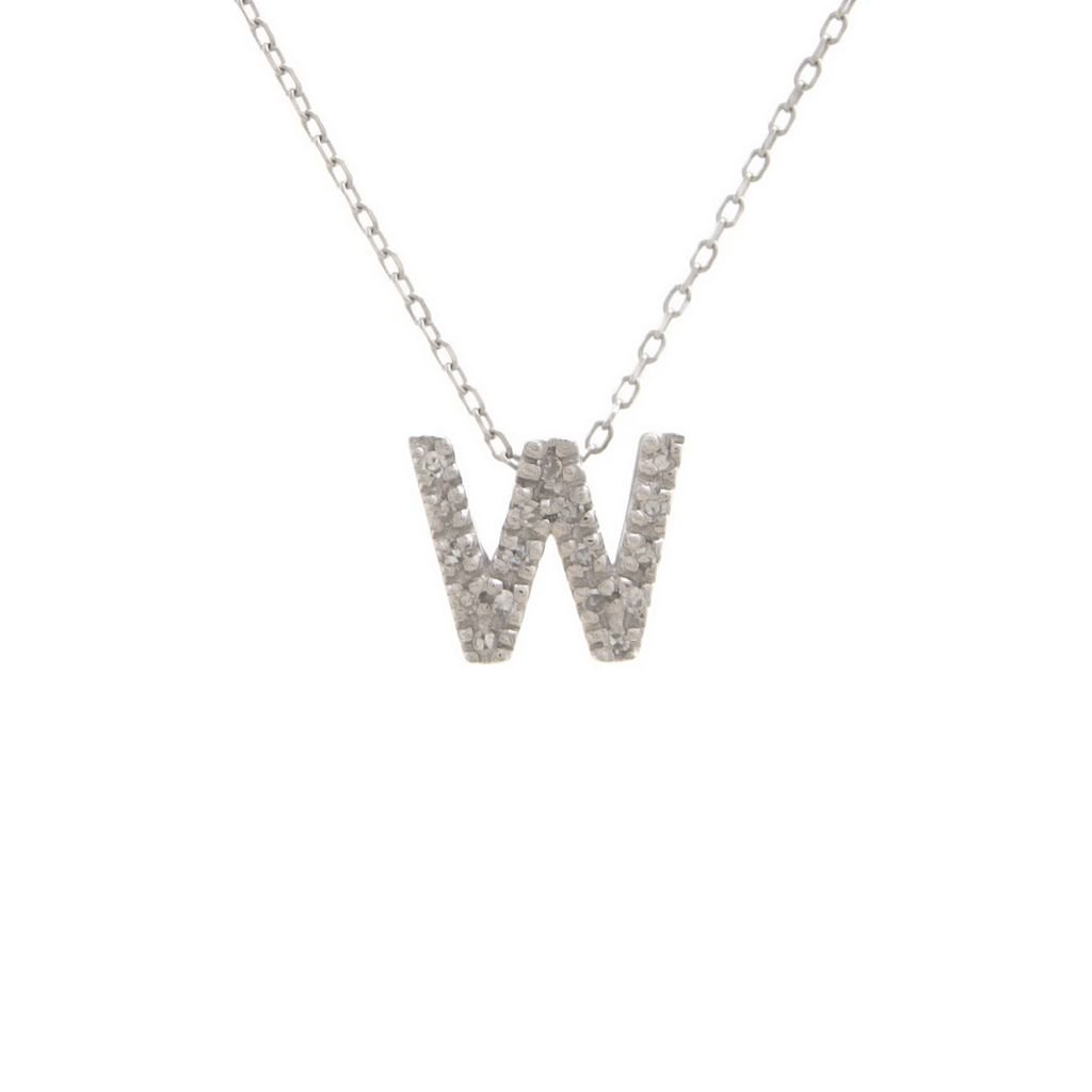 14K Gold Initial "W" Necklace With Diamonds Birmingham Jewelry Necklace Birmingham Jewelry
