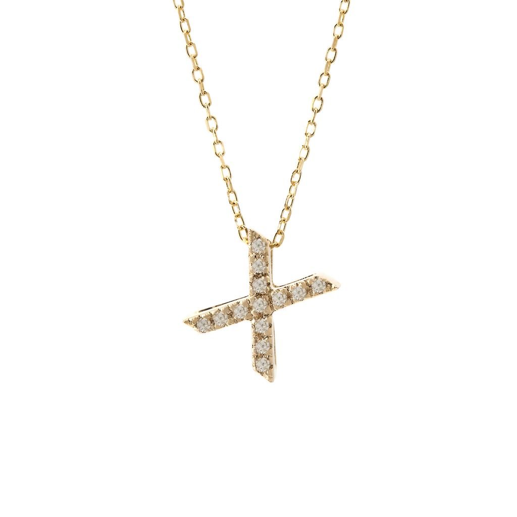 14K Gold Initial "X" Necklace With Diamonds Birmingham Jewelry Necklace Birmingham Jewelry